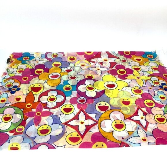 LOUIS VUITTON M72515 Murakami Takashi Cosmic Blossom Pareo Large shawl scarf - Picture 15 of 16